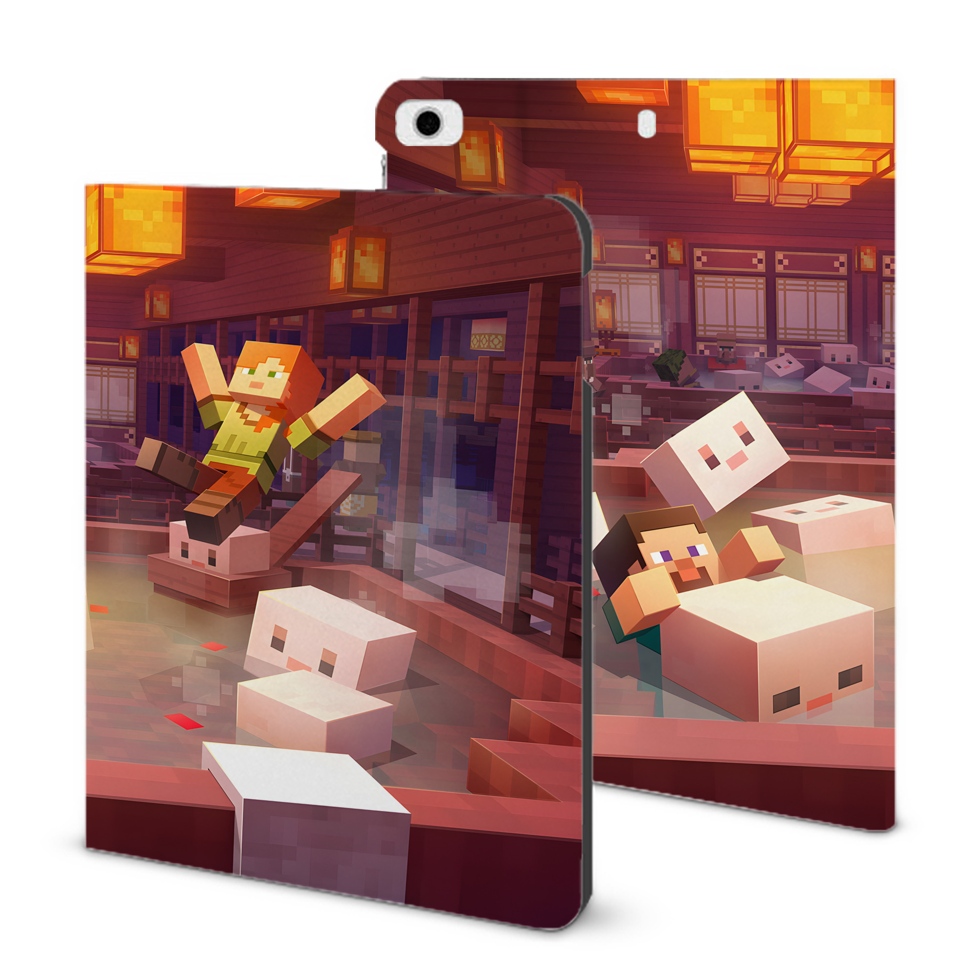 （画像用） マインクラフト ブロックの世界 Minecraft MC Block world IPad ケース ブック型 PUレザー TPU 耐衝撃 軽量 薄型 ペン収納なし 全面保護 IPad 各モデル対応